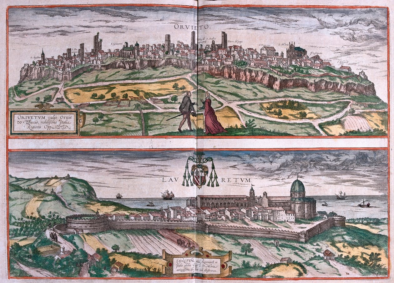 Orvieto - Santuario de Loreto, Italia - en "Civitates Orbis Terrarum" de Georg Braun, Colonia 1617 de Georg Braun