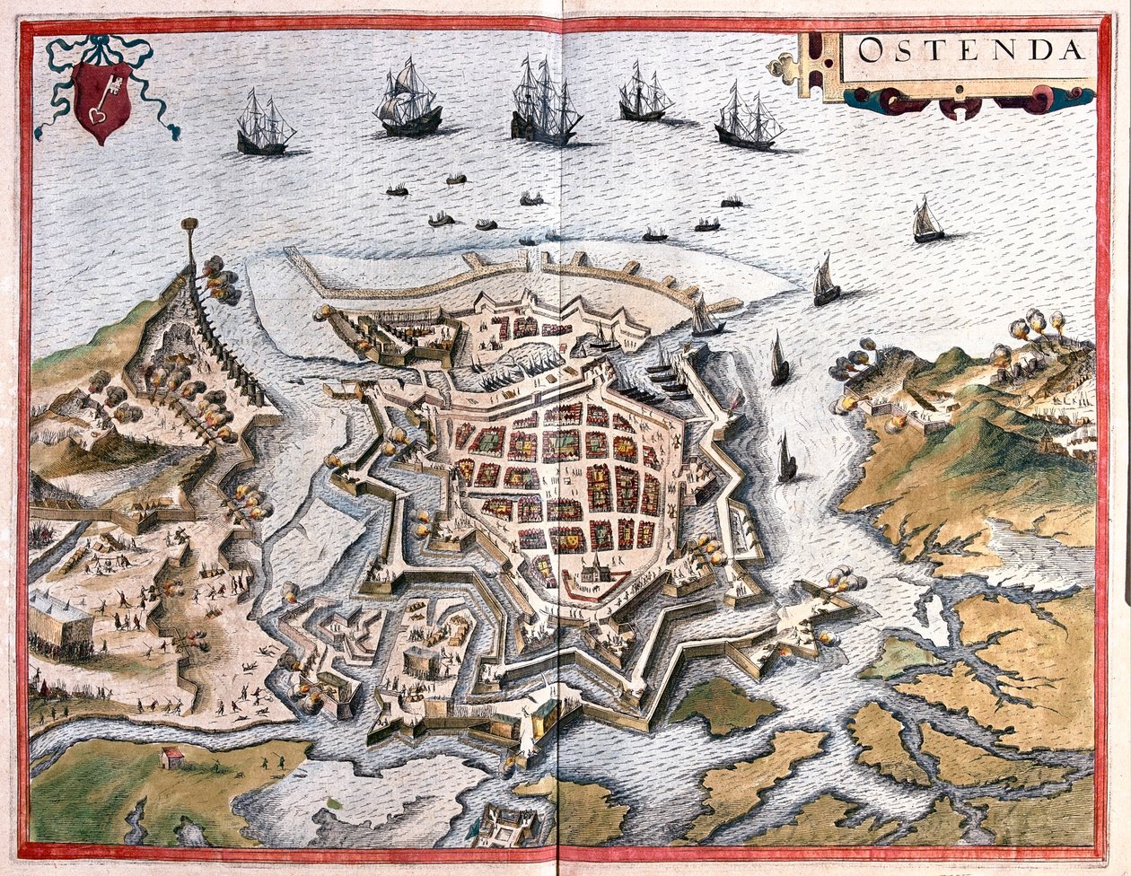 Ostende, Bélgica- en "Civitates Orbis Terrarum" de Georg Braun, Colonia 1617 de Georg Braun