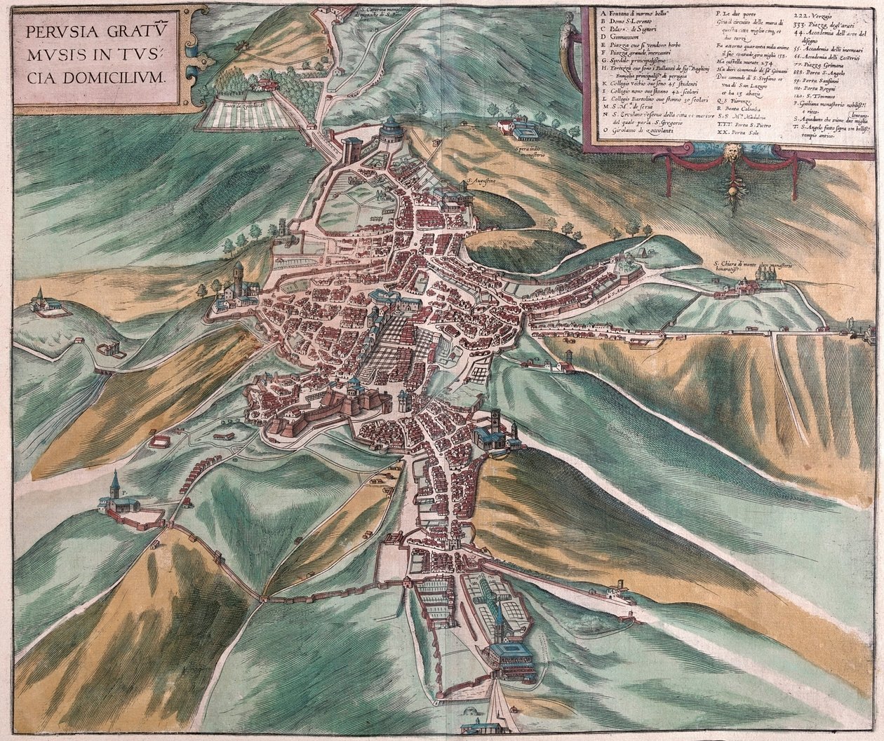 Perugia, Italia - en "Civitates Orbis Terrarum" de Georg Braun, Colonia 1617 de Georg Braun