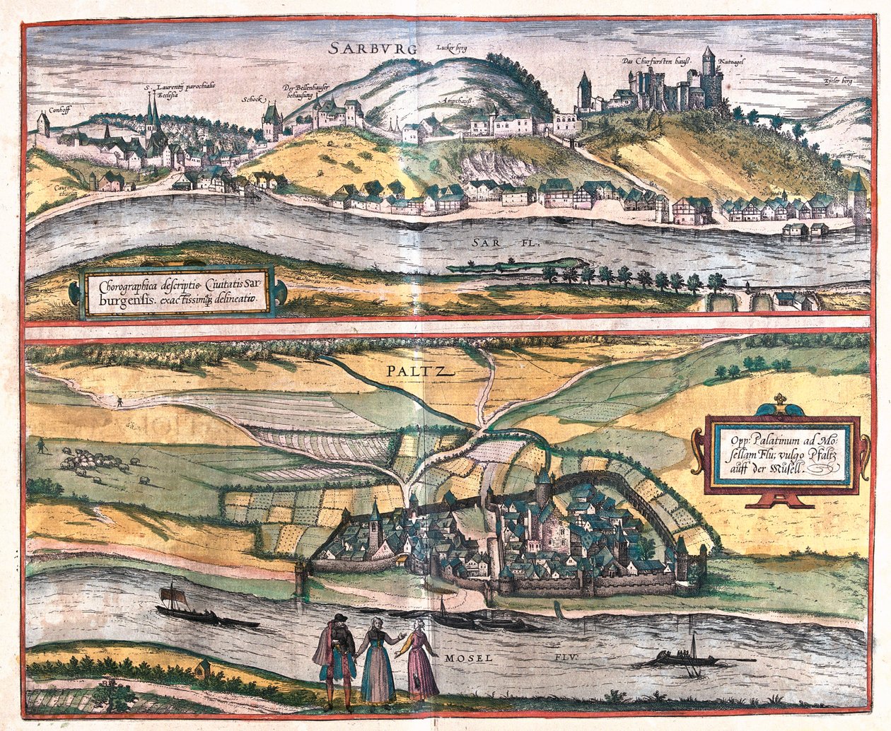 Saarburg, Pfalzel, Alemania - en "Civitates Orbis Terrarum" de Georg Braun, Colonia 1617 de Georg Braun