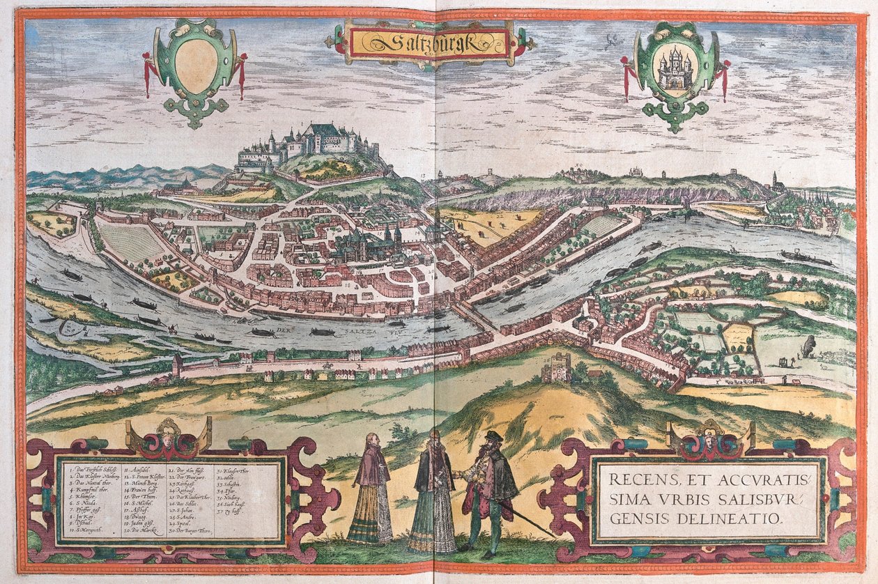 Salzburgo, Alemania - en "Civitates Orbis Terrarum" de Georg Braun, Colonia 1617 de Georg Braun
