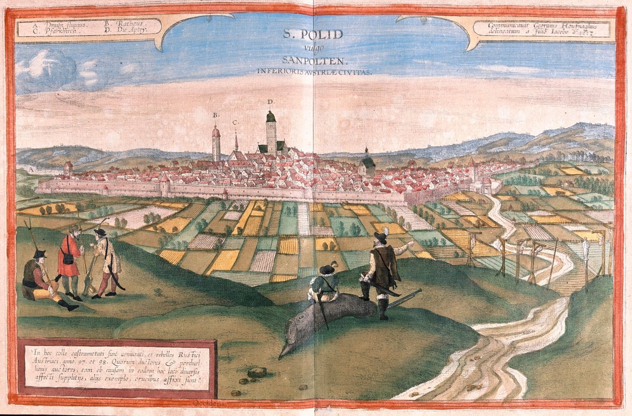 Sankt Polten, Austria - en "Civitates Orbis Terrarum" de Georg Braun, Colonia 1617 de Georg Braun