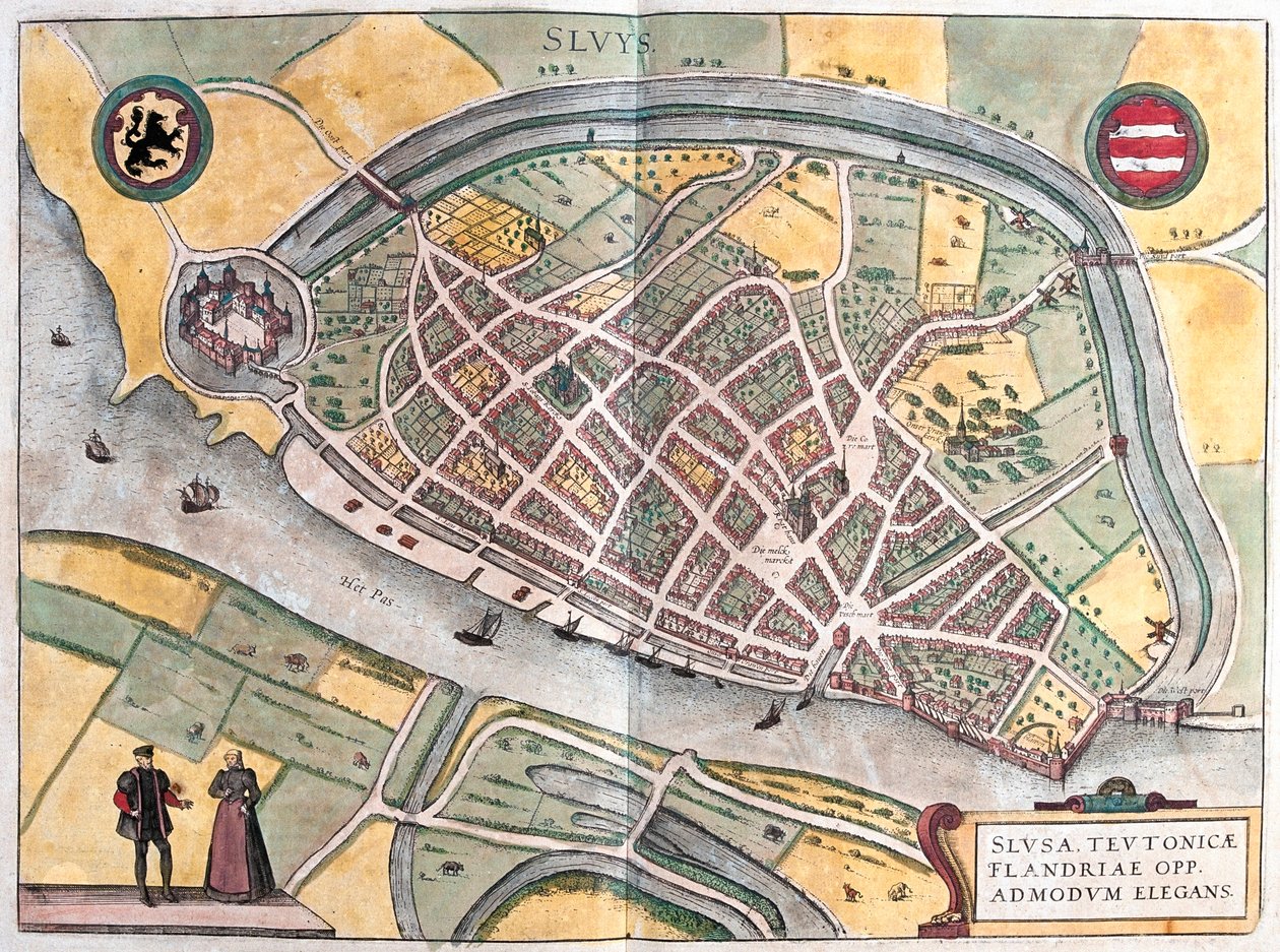 Slusa, Países Bajos - en "Civitates Orbis Terrarum" de Georg Braun, Colonia 1617 de Georg Braun