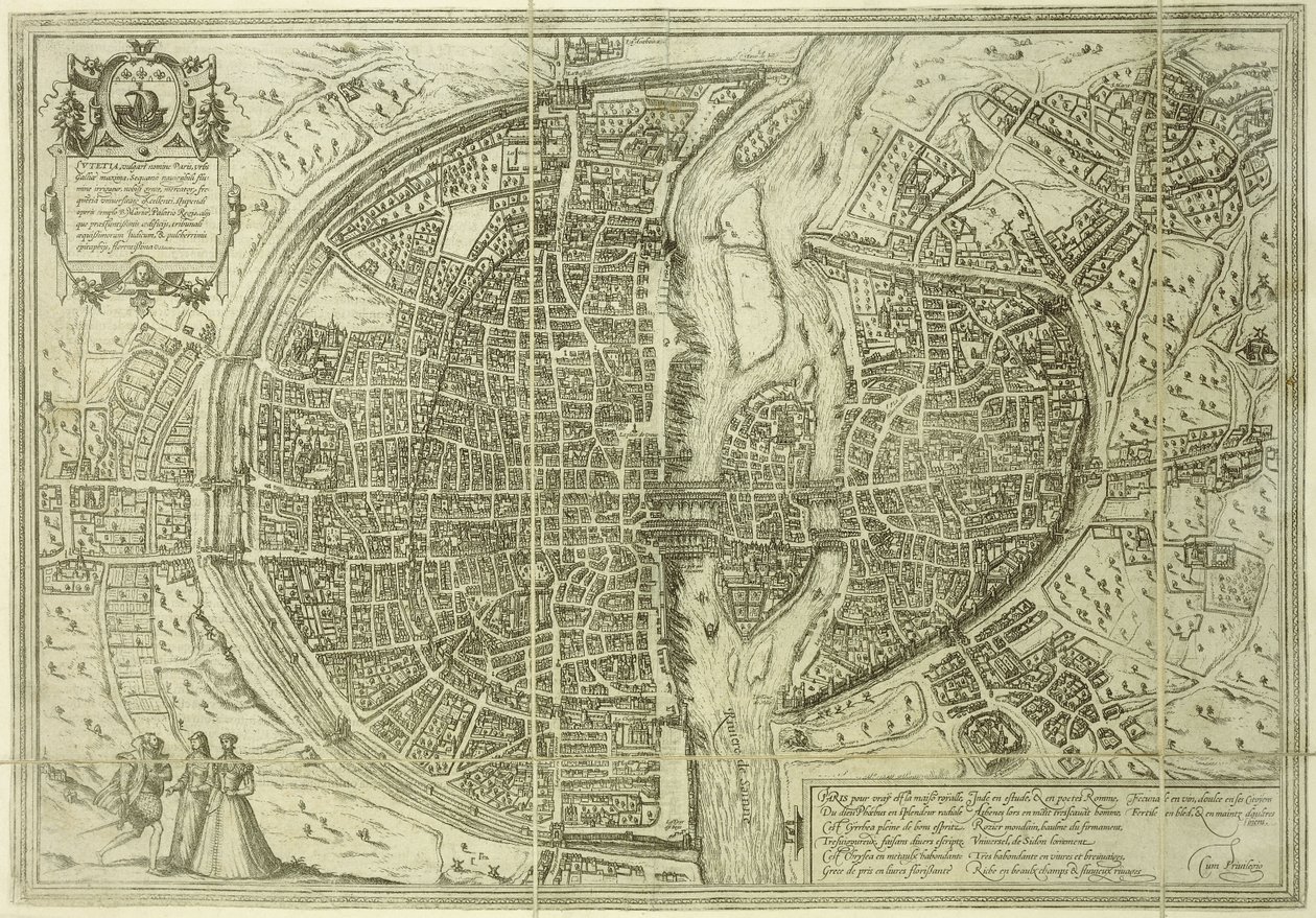 Plano de la ciudad de París, 1572 de Georg Braun