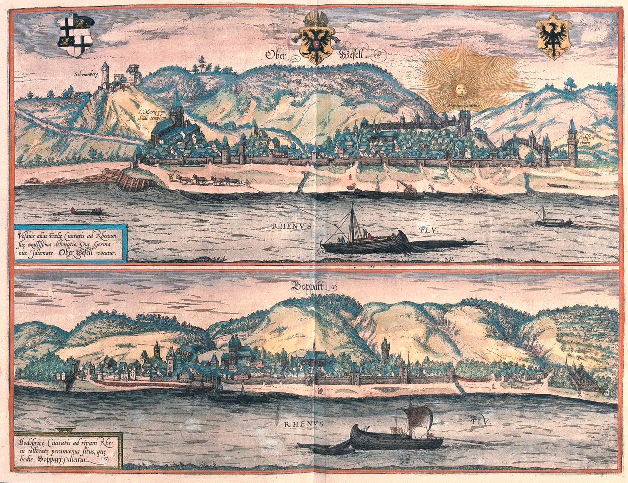 Vosavia (Ficelia) Oberwesel - Boppard, Alemania - en "Civitates Orbis Terrarum" de Georg Braun, Colonia 1617 de Georg Braun