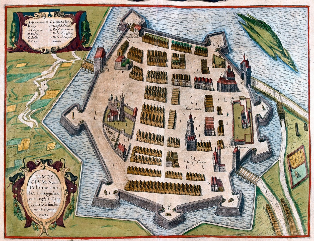 Zamosc, Polonia - en "Civitates Orbis Terrarum" de Georg Braun, Colonia 1617 de Georg Braun