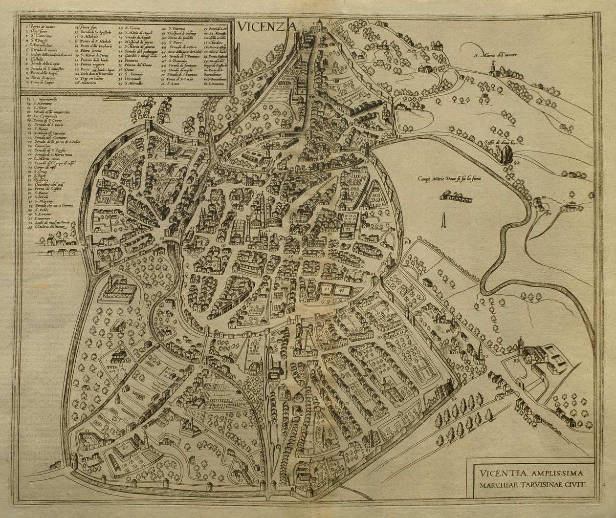Mapa de Vicenza, ilustración de 