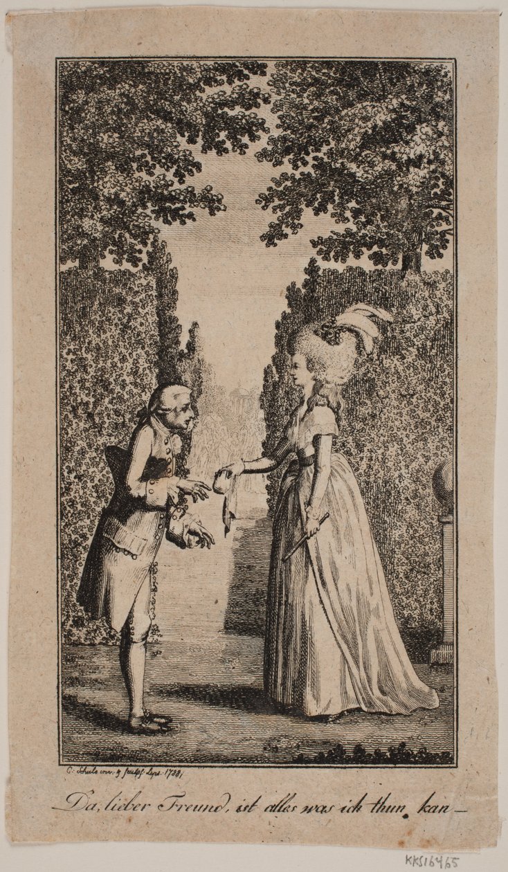 Ilustración con dama y caballero en un parque de Georg Christian Schule