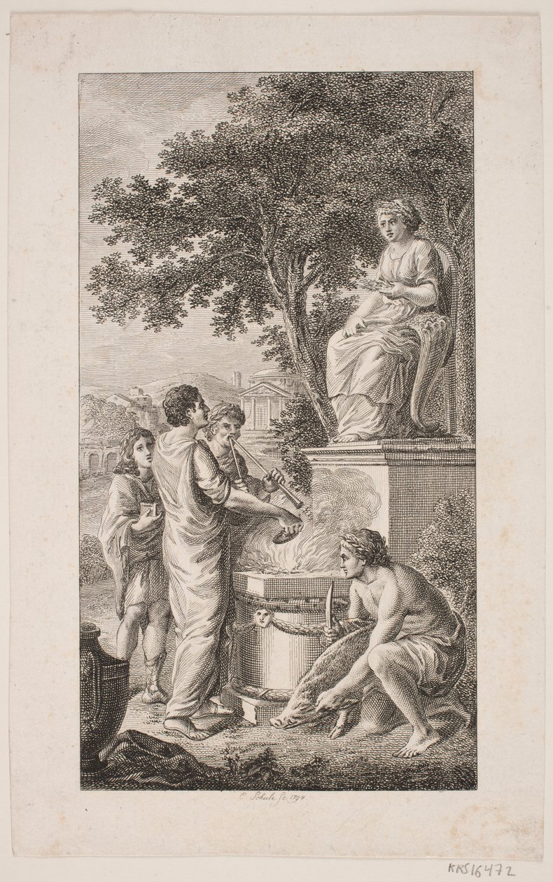Ilustración con escena de sacrificio de Georg Christian Schule
