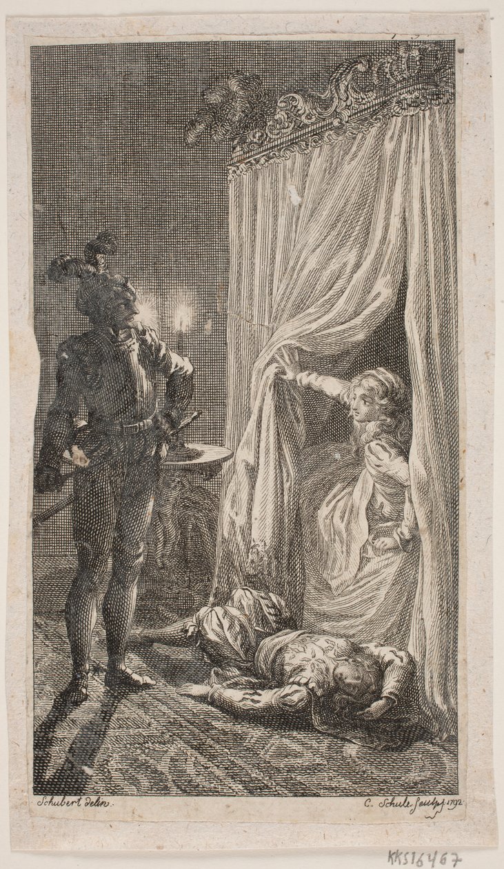 Ilustración con escena de dormitorio de Georg Christian Schule