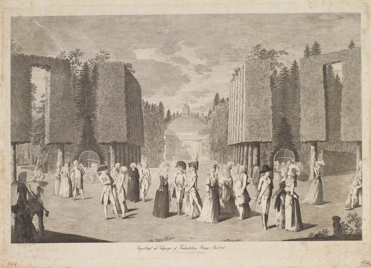 Vista tomada en la entrada del parque Friederichsberg en el año 1786 de Georg Christian Schule