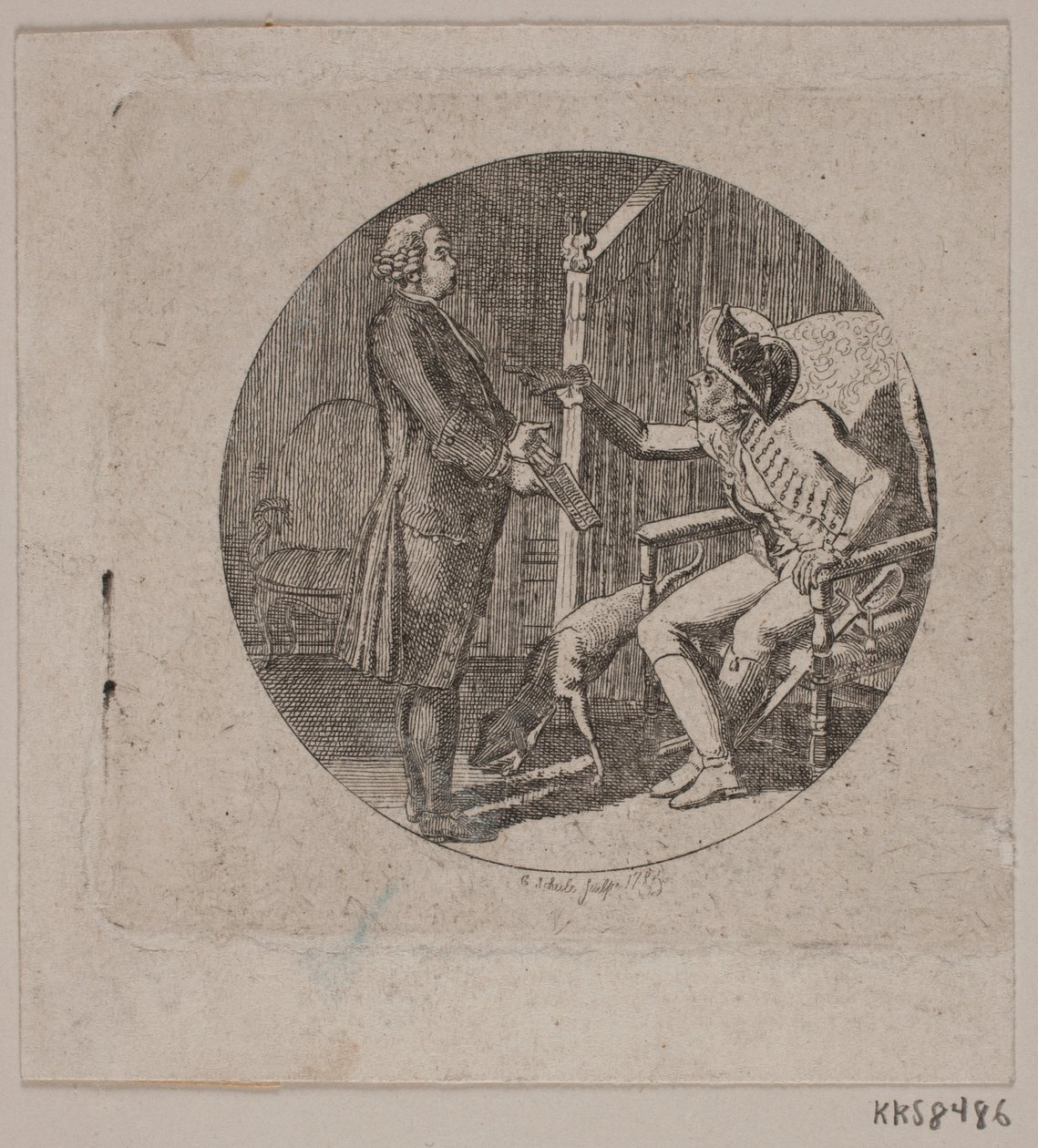 Viñeta con sacerdote y anciano de Georg Christian Schule