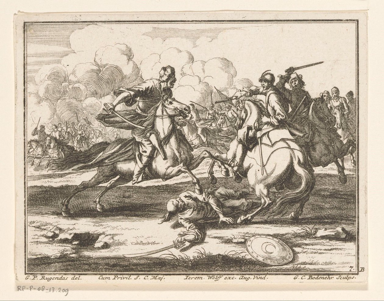 Batalla ecuestre contra los otomanos Jinetes (título de la serie) de Georg Conrad Bodenehr