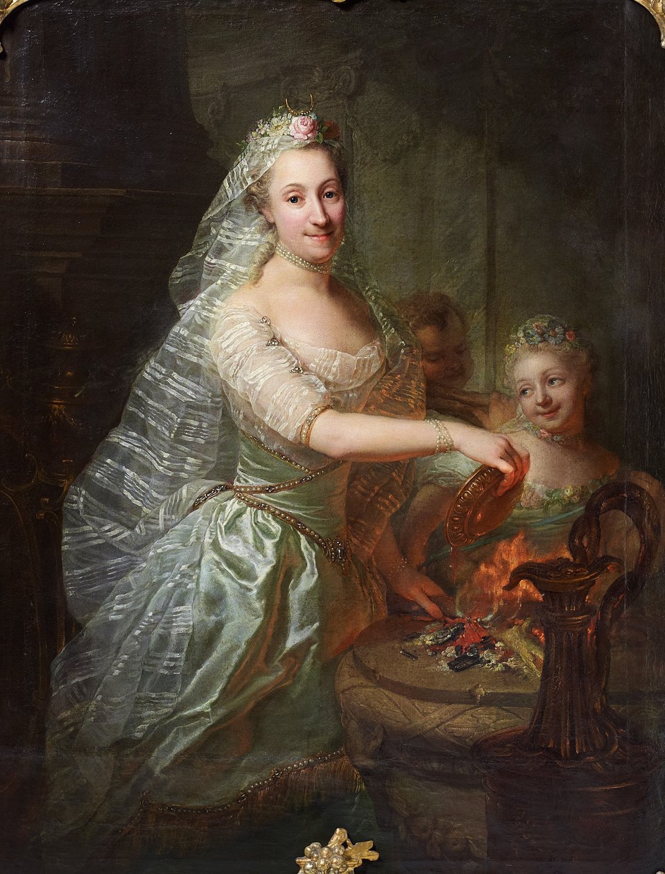 Retrato de Magdalene Charlotte von Olthoff como sacerdotisa sacrificadora de Georg David Matthieu
