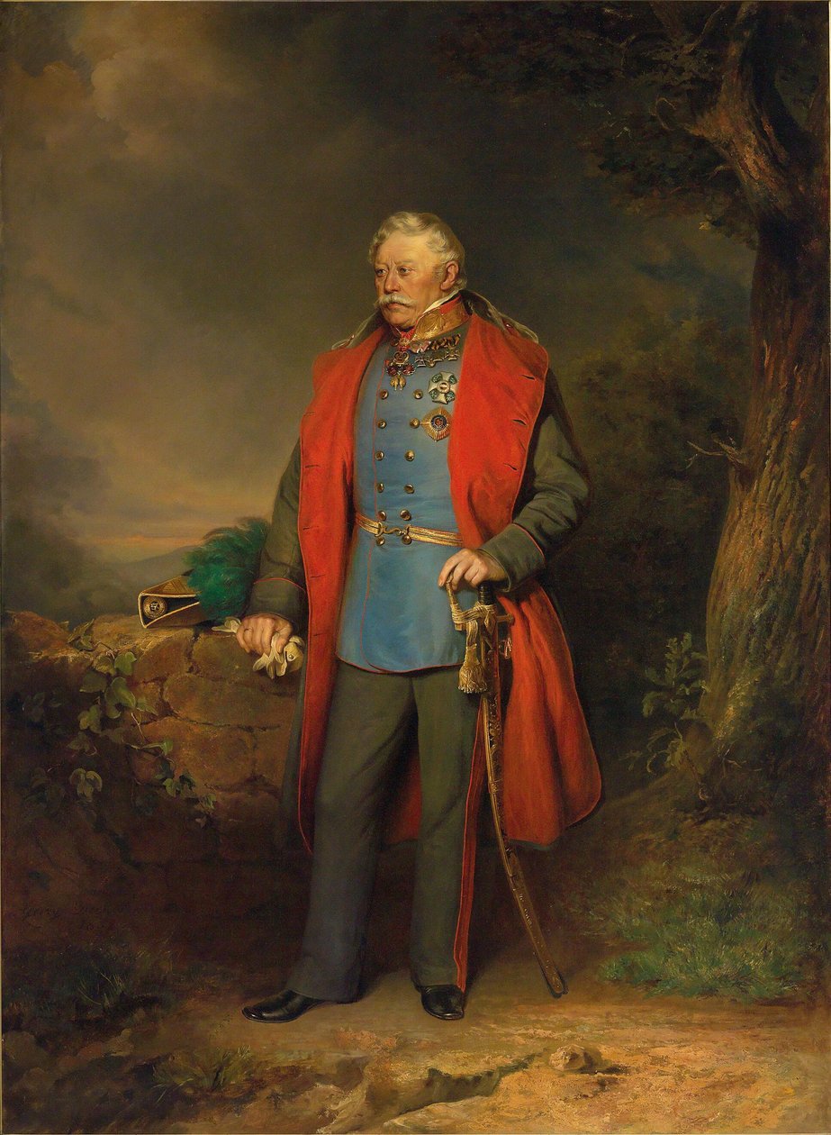 Mariscal de campo Conde Johann Joseph Wenzel Radetzky de Radetz, retrato de cuerpo entero de Georg Decker