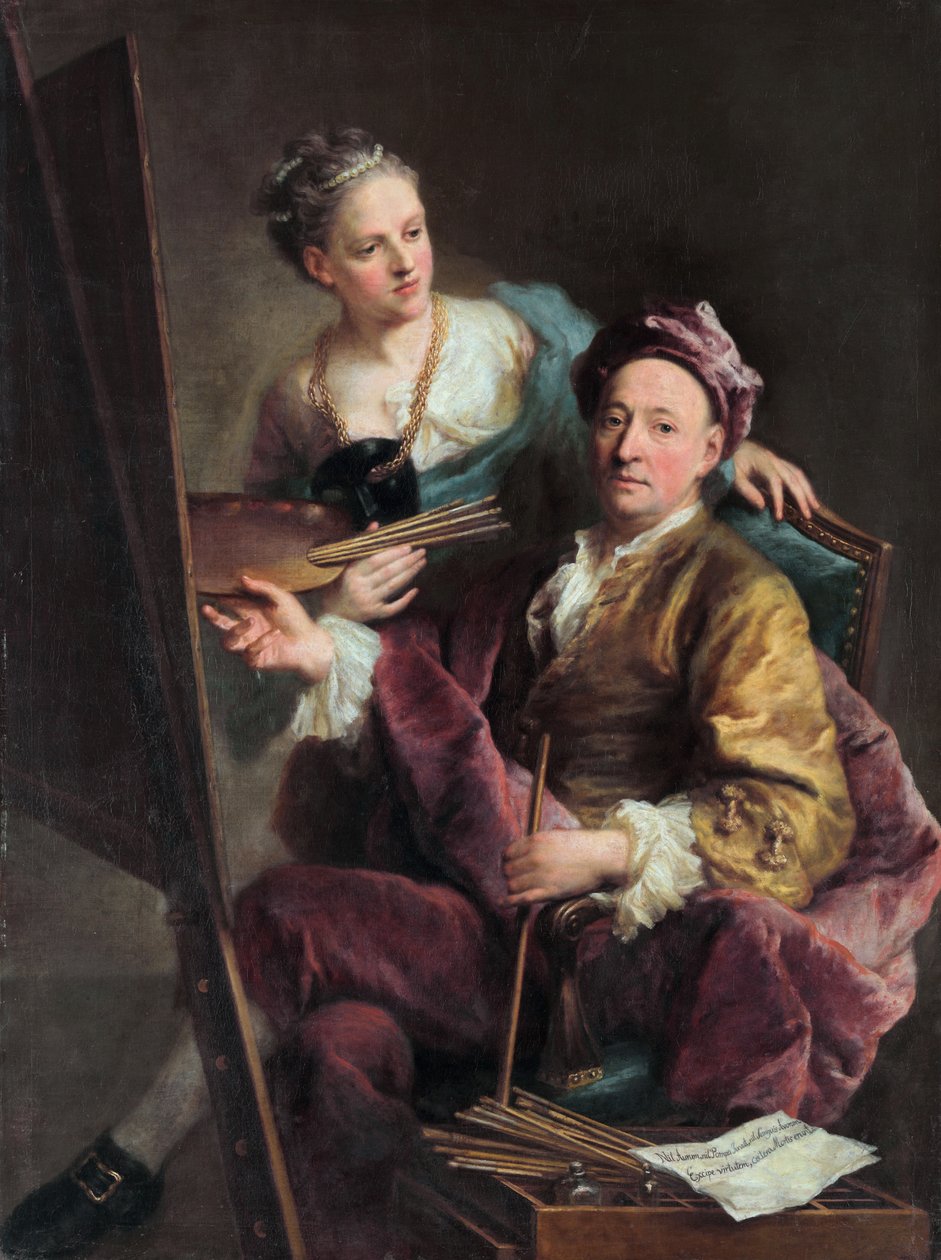 Alemán: Der Künstler mit seiner Tochter Antonia Autorretrato del artista con su hija Antonia de Georg Desmarees