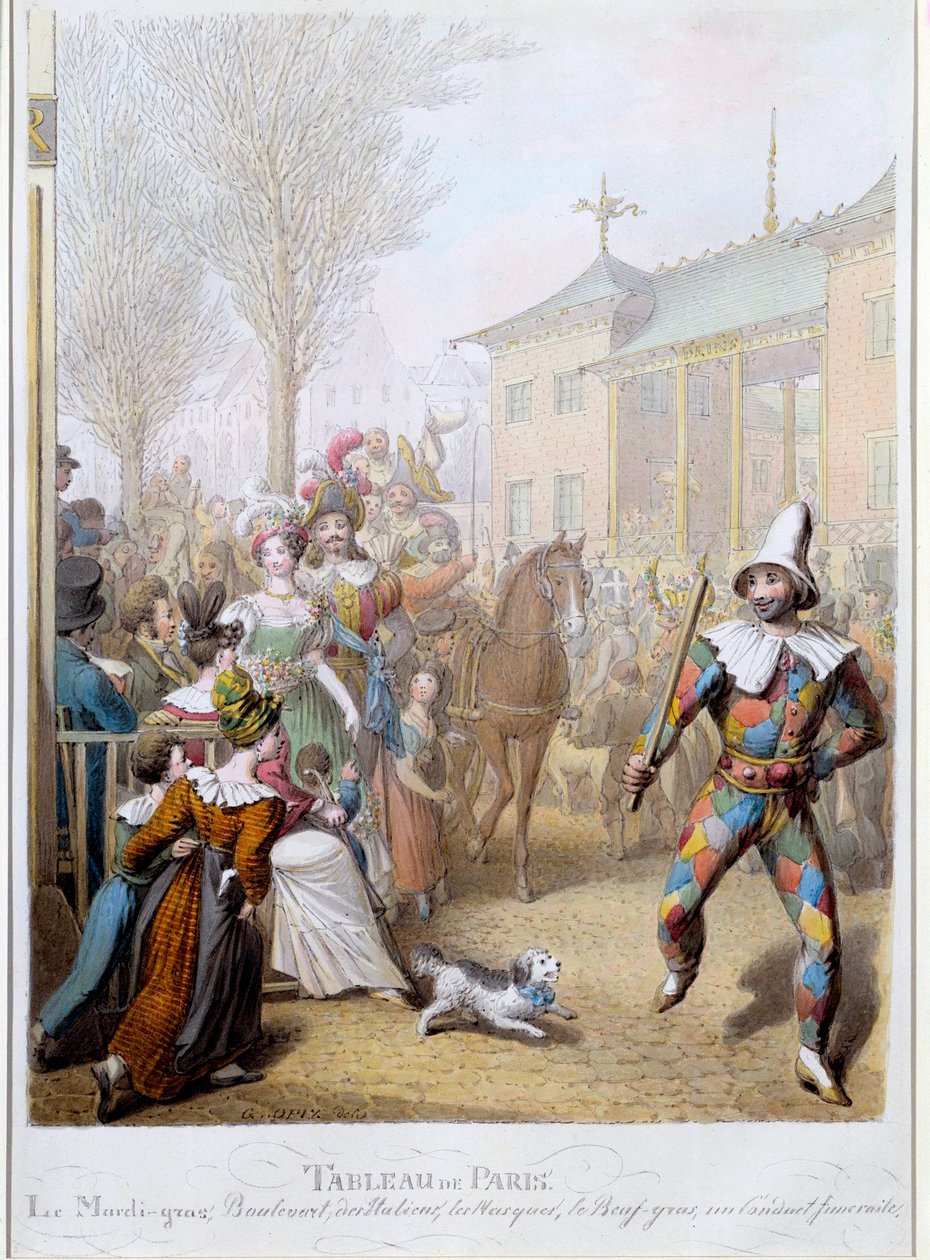 Le Mardi Gras en el Boulevard des Italiens en París de Georg Emanuel Opitz