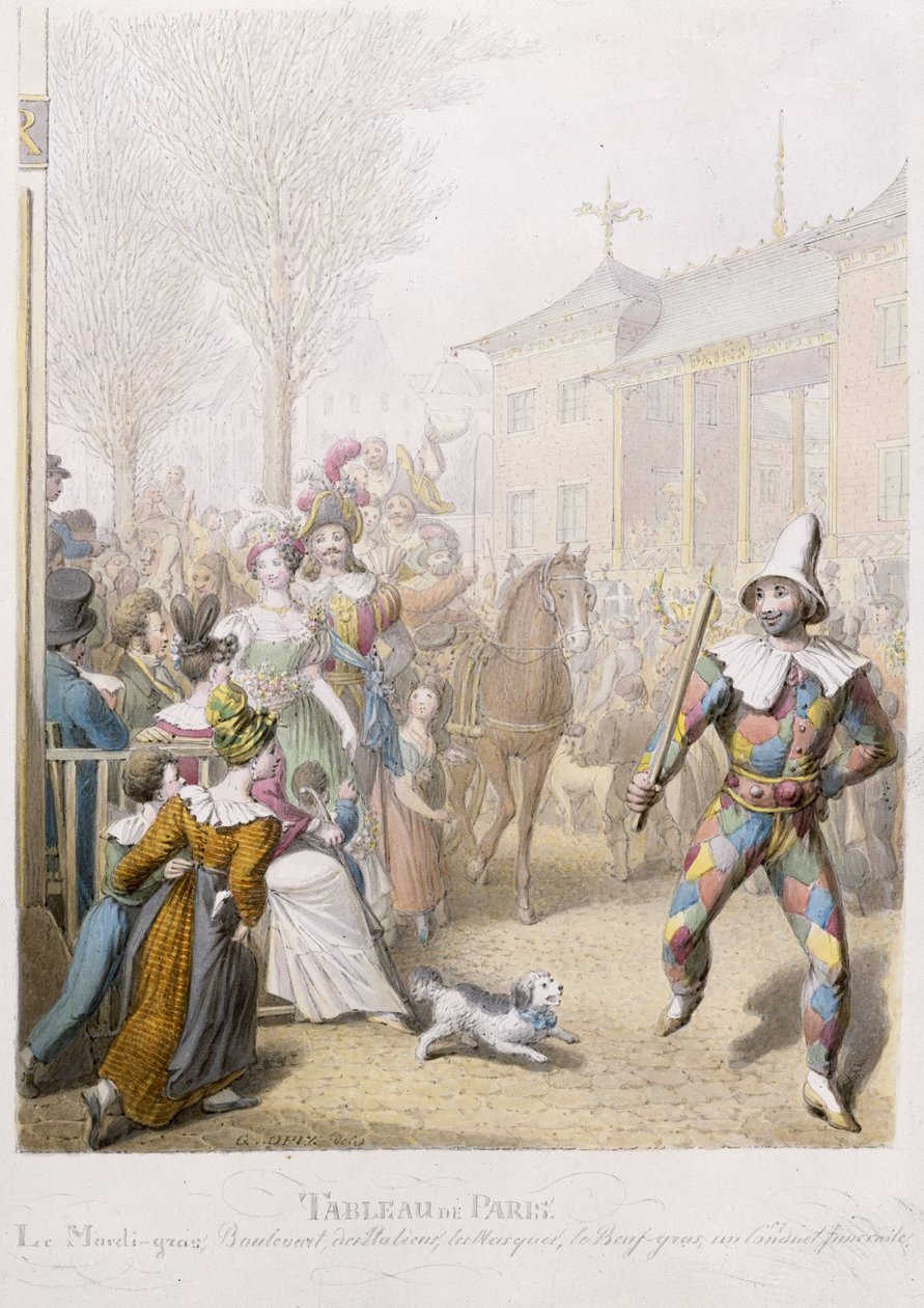 Mardi-Gras, Boulevard des Italiens, 1831 de Georg Emanuel Opitz