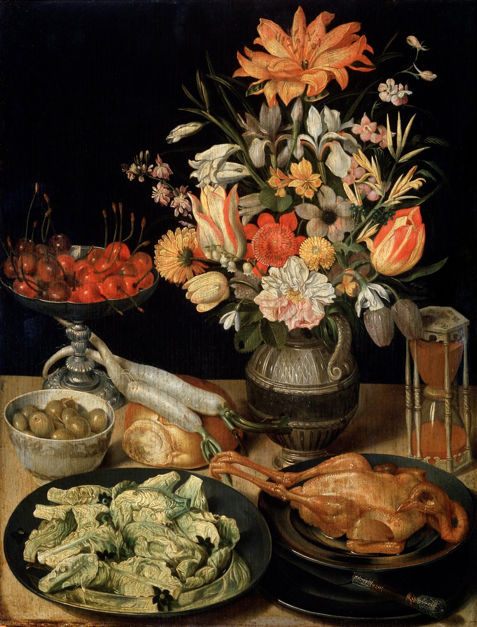 Naturaleza muerta con flores y merienda, c. 1630-c. 1635 de Georg Flegel