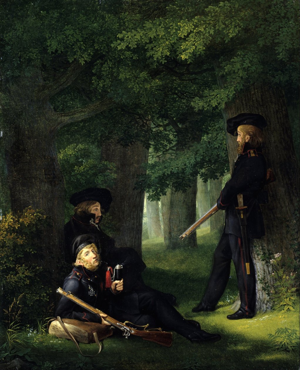Alemán: Theodor Körner, Friedrich Friesen y Heinrich Hartmann en Outpost At the Outpost de Georg Friedrich Kersting