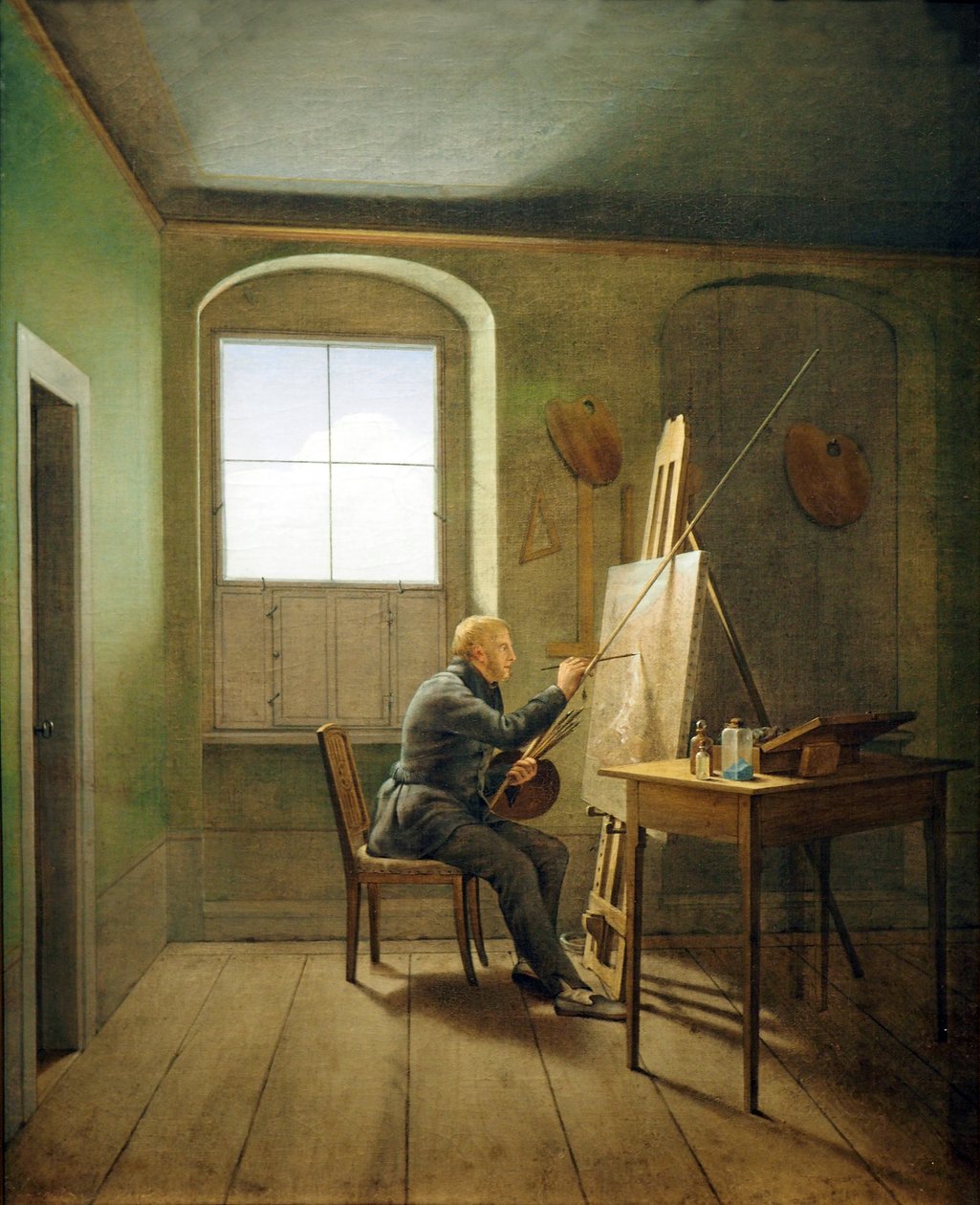 Alemán: Caspar David Friedrich en su estudio Caspar David Friedrich en su estudio (1811) de Georg Friedrich Kersting