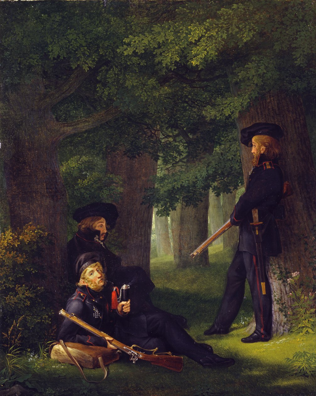 Alemán: Theodor Körner, Friedrich Friesen y Heinrich Hartmann en el puesto de avanzada de Georg Friedrich Kersting