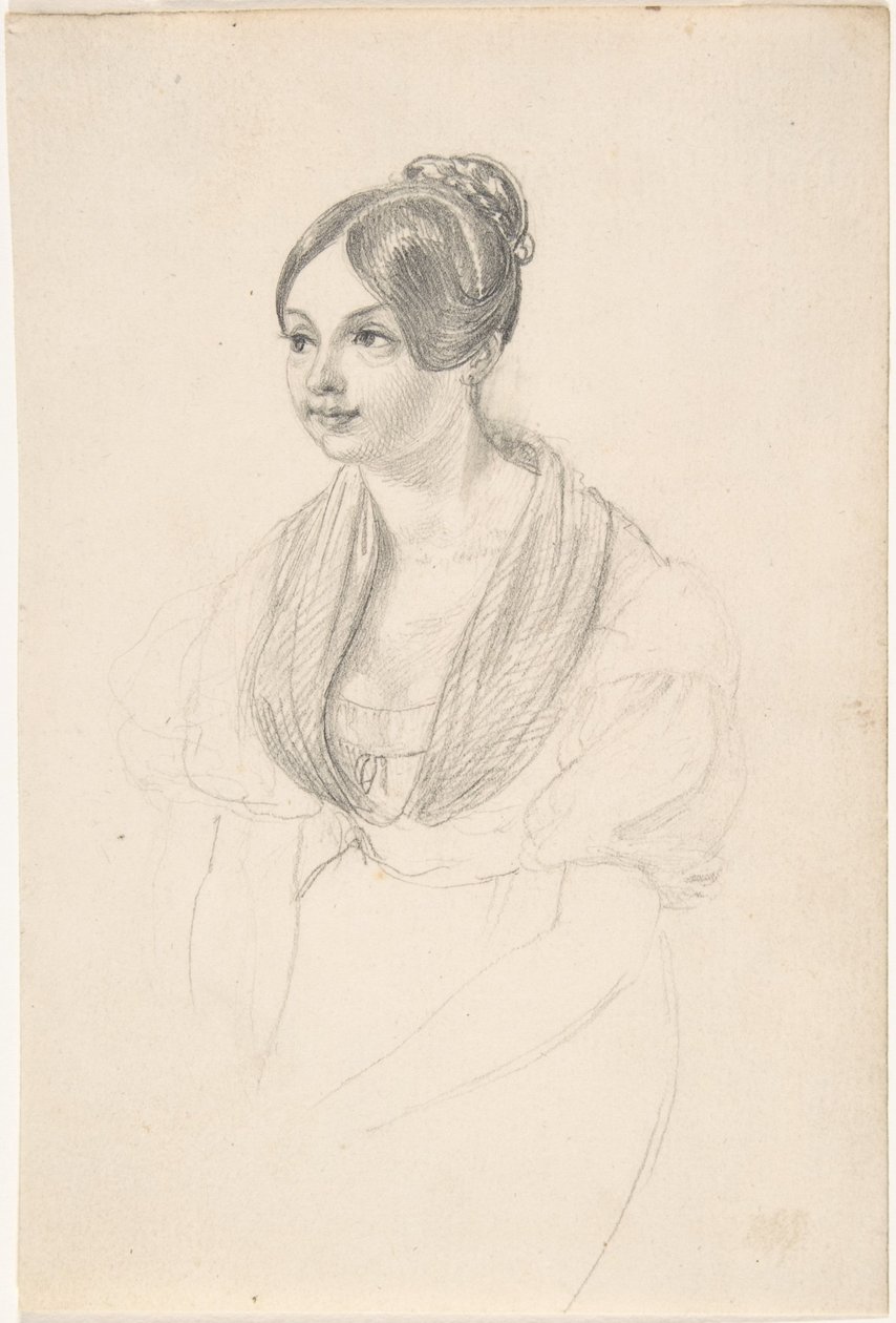 Retrato de una joven; reverso: Boceto de una joven con las manos apoyadas sobre una mesa de Georg Friedrich Kersting