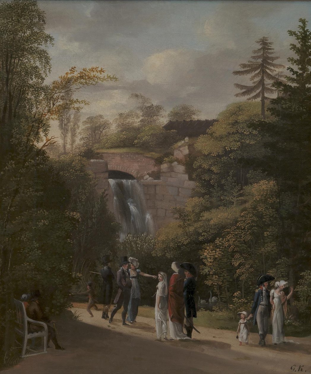 La Cascada en el Jardín Frederiksberg cerca de Copenhague de Georg Friedrich Kersting