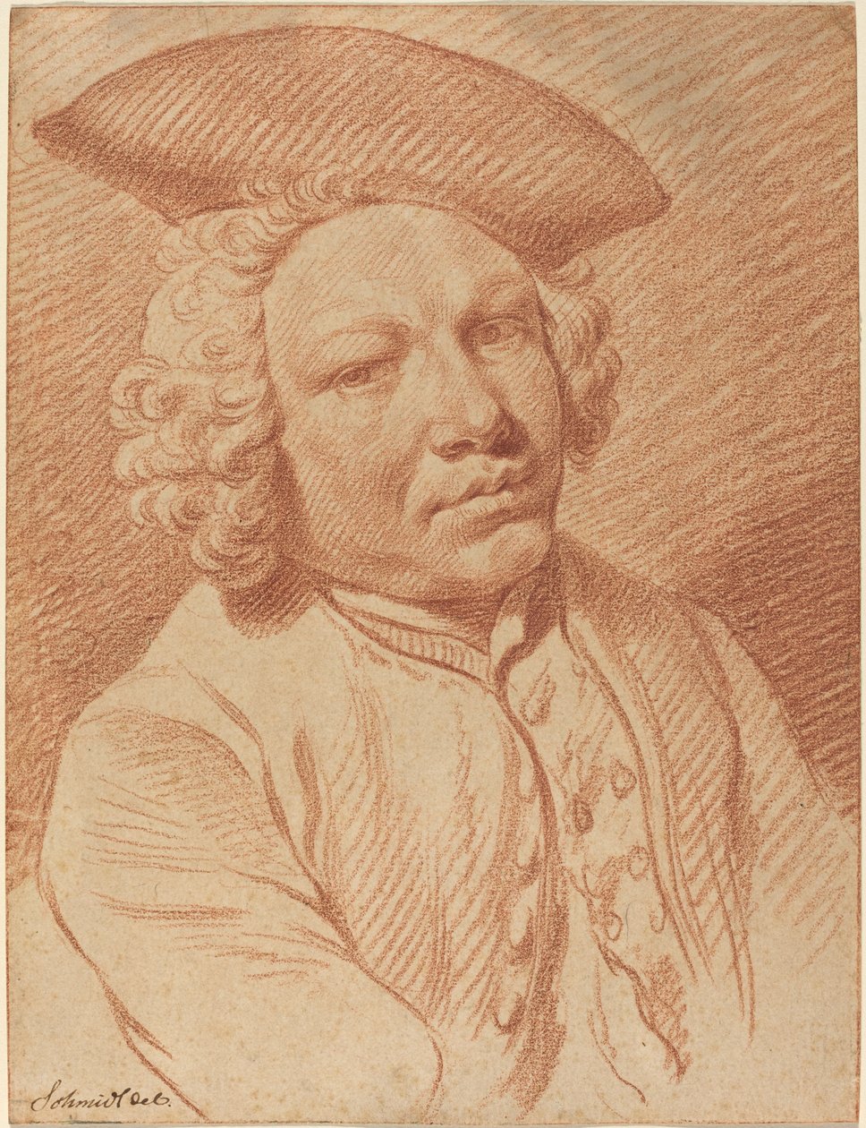 Retrato de un hombre con sombrero de tres picos de Georg Friedrich Schmidt
