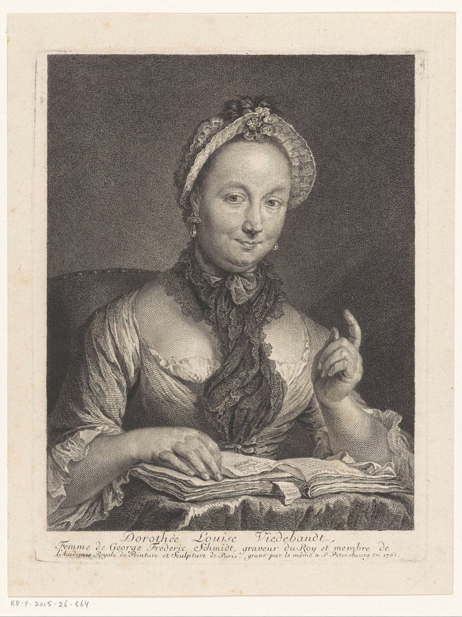 Retrato de Dorothée Louise Viedebandt, esposa del artista Georg Friedrich Schmidt
Dorothée Louise Viedebandt, Femme de George Frederic Schmidt (título en el objeto) de Georg Friedrich Schmidt