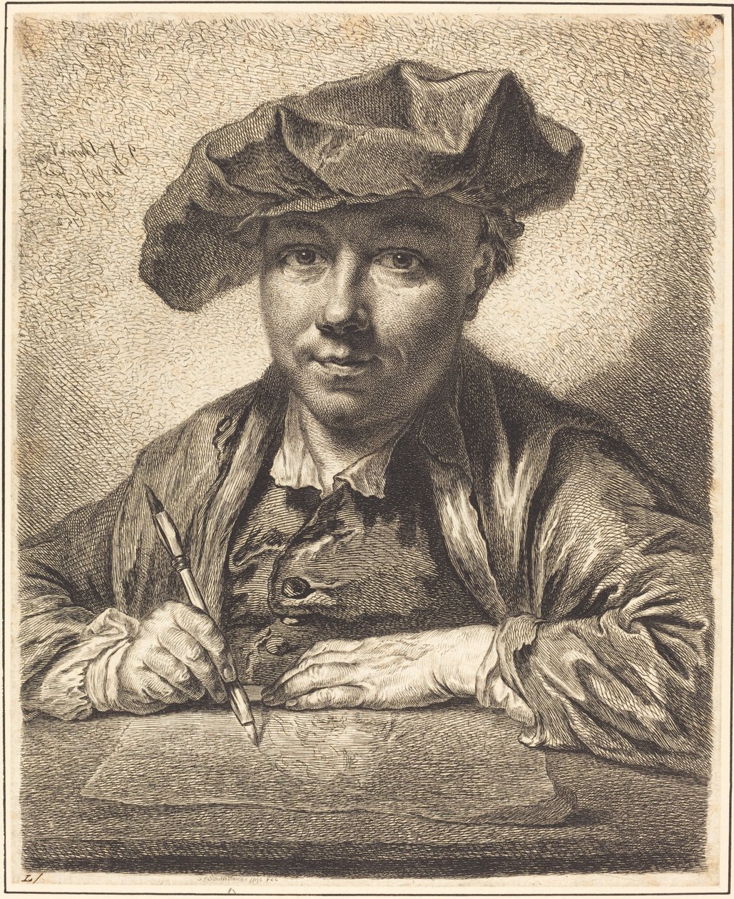 Autorretrato, dibujando de Georg Friedrich Schmidt