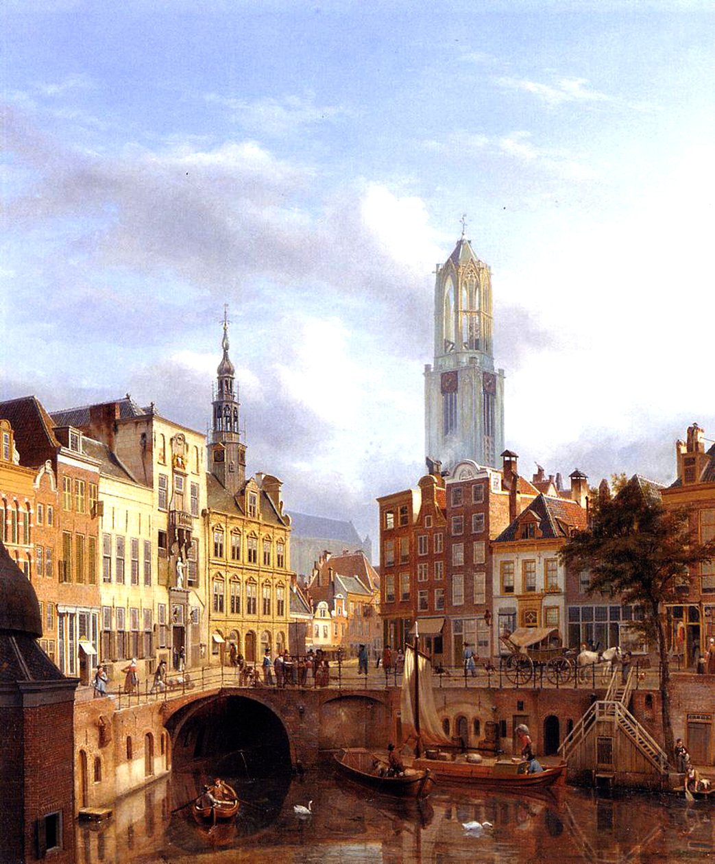 Utrecht con el Oudegracht, 1827 de Georg Gillis van Haanen