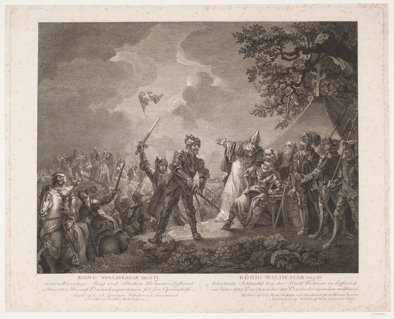La famosa batalla del rey Valdemar II en la ciudad de Wolmar en Letonia, 1219 de Georg Haas