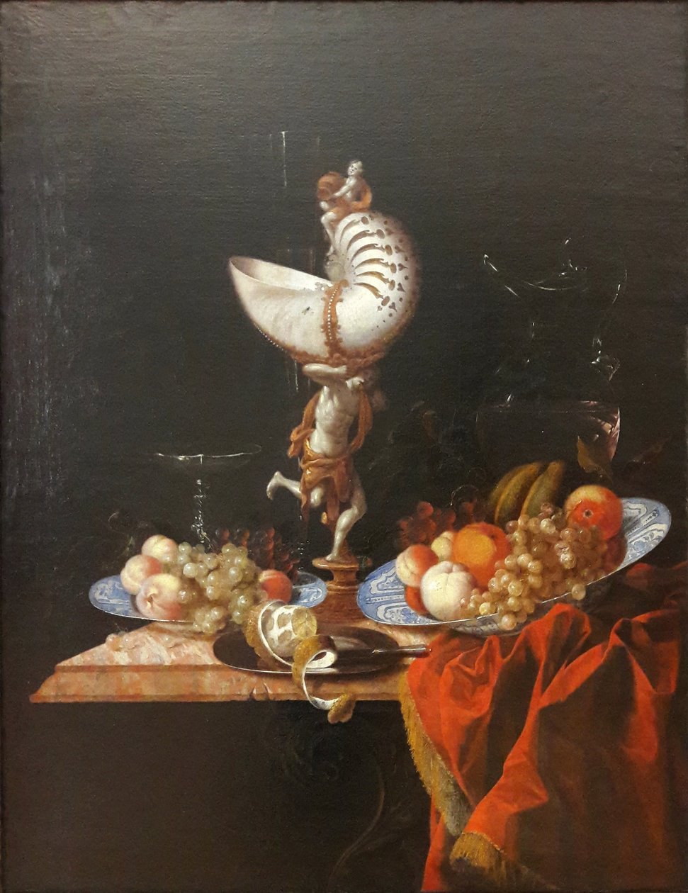 Alemán: Stillleben mit Nautiluspokal Still life with a nautilus cup de Georg Hainz