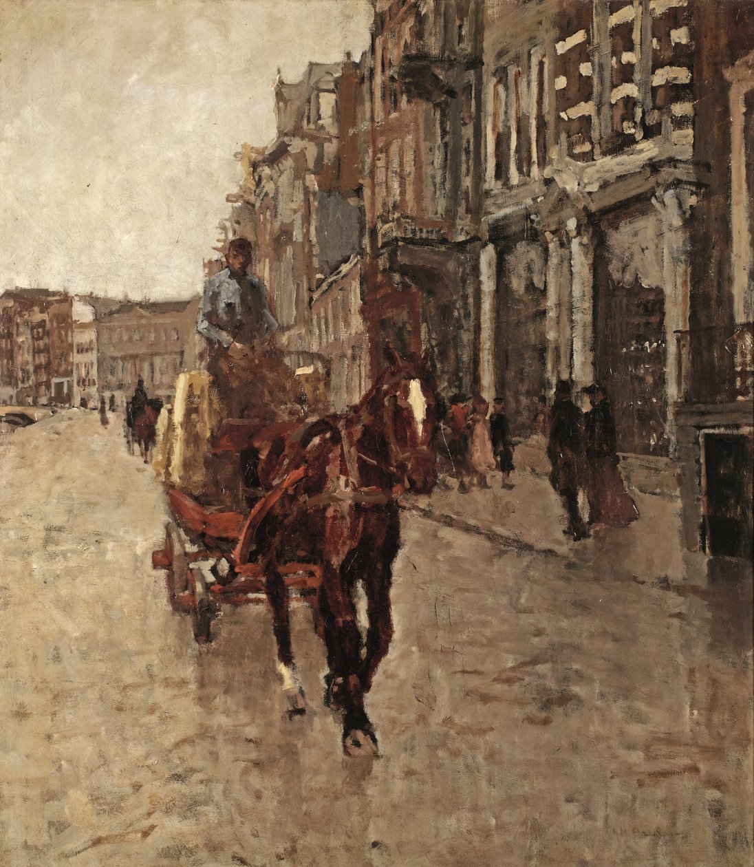 Rokin Westzijde: un carro tirado por caballos en el Rokin, Ámsterdam de Georg Hendrik Breitner