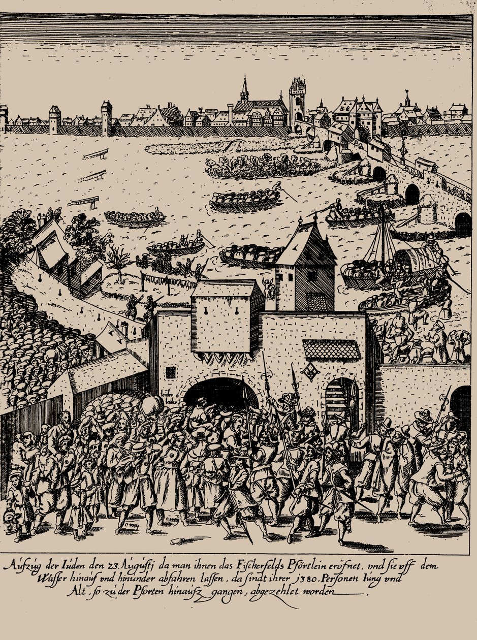 El levantamiento de Fettmilch. Expulsión de los judíos de Frankfurt el 23 de agosto de 1614, c. 1616-1617 de Georg Keller