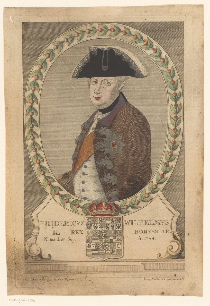 Retrato de Federico Guillermo II, rey de Prusia de Georg Mathäus Probst