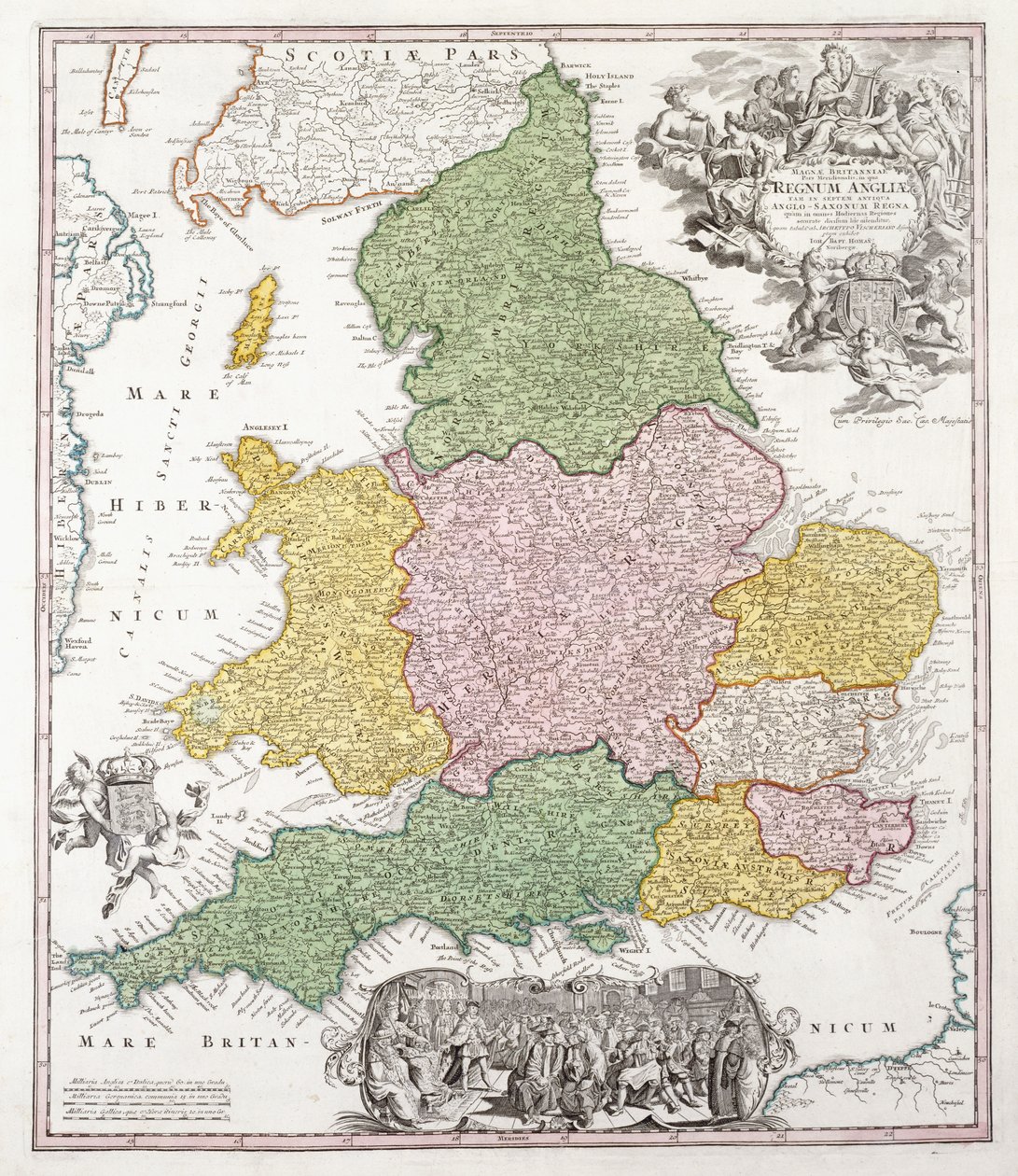 Un Mapa de Inglaterra, 1760 de Georg Matthäus Seutter