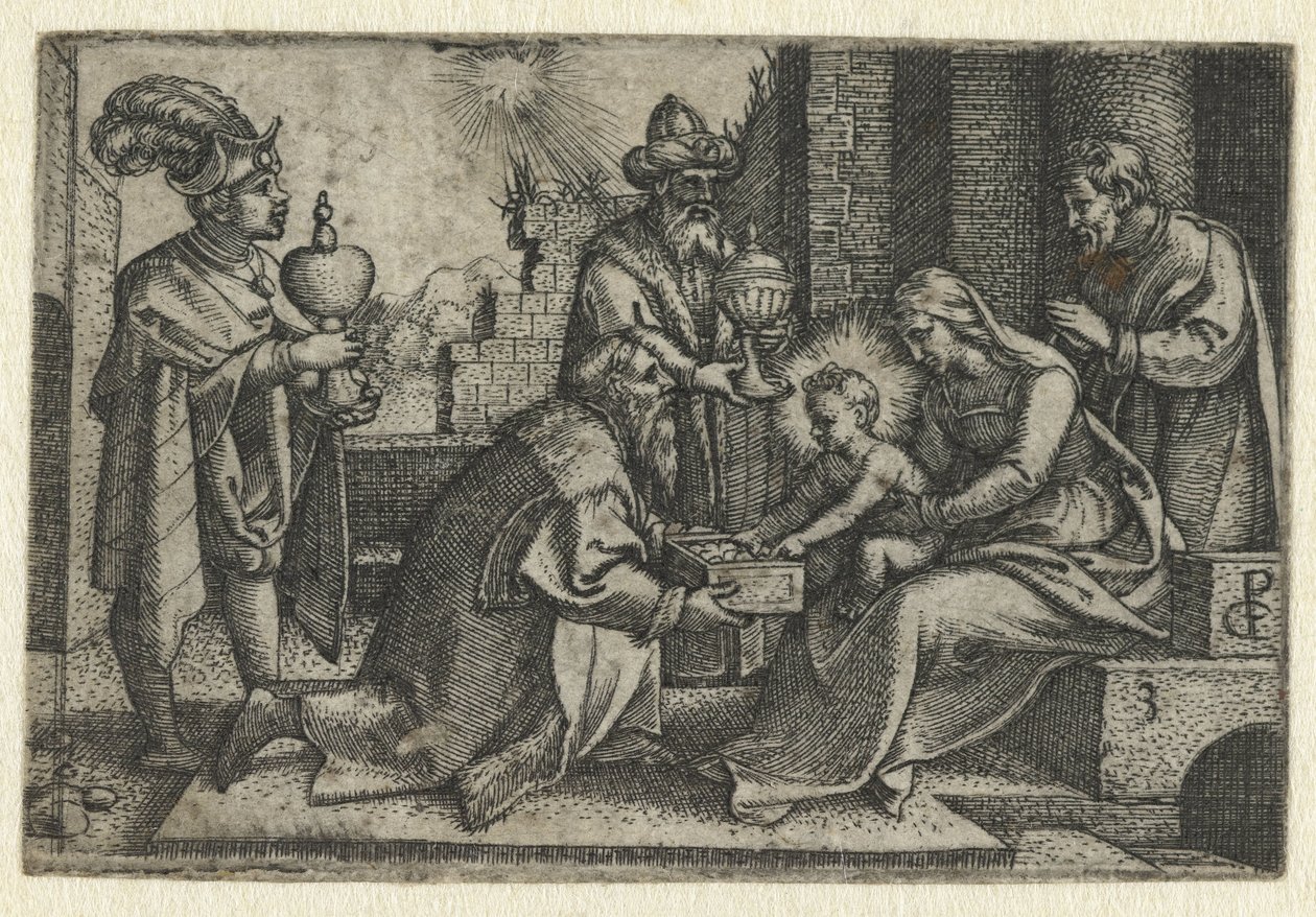 Adoración de los Reyes Vida de Cristo (título de la serie) de Georg Pencz