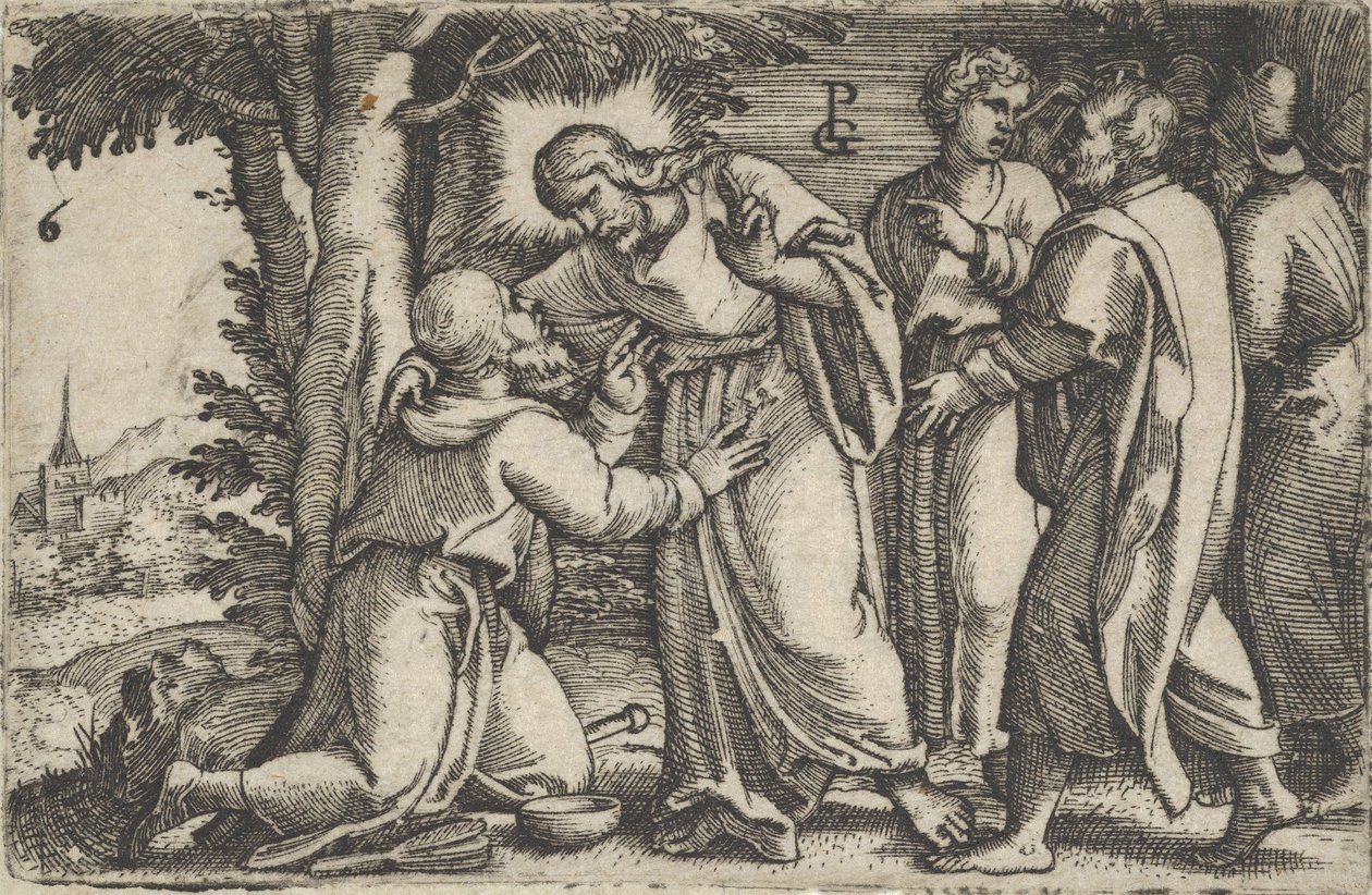 Cristo sanando al leproso, de La historia de Cristo, 1534-35 de Georg Pencz