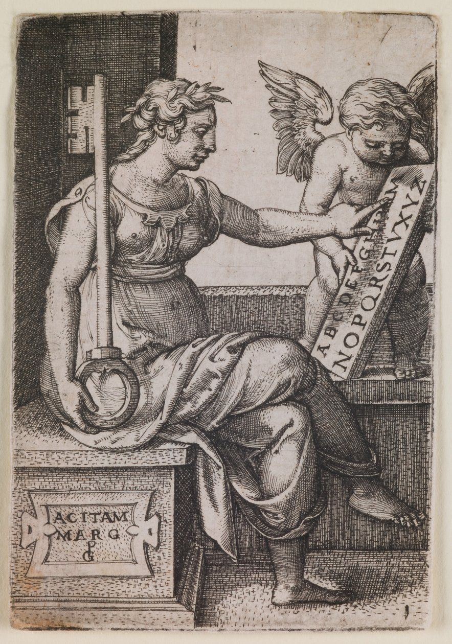 Grammatica, de la serie "Las artes liberales", c.1541 (grabado) de Georg Pencz