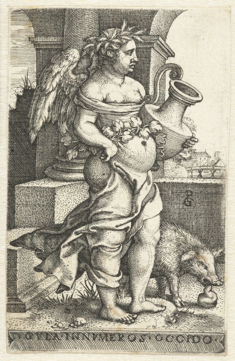 Gula
Gvla innvmeros occido (título en el objeto)
Los siete pecados capitales (título de la serie) de Georg Pencz