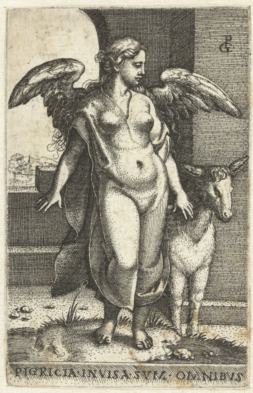 Pereza (Pigritia acedia)
Pigricia invisa svm omnibvs (título en el objeto)
Los siete pecados capitales (título de la serie) de Georg Pencz