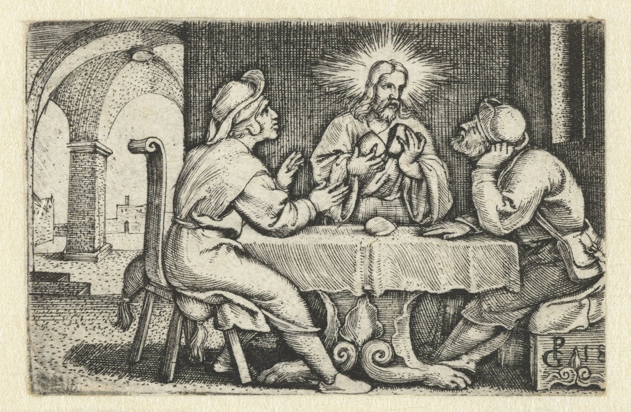 Comida en Emaús Vida de Cristo (título de la serie) de Georg Pencz