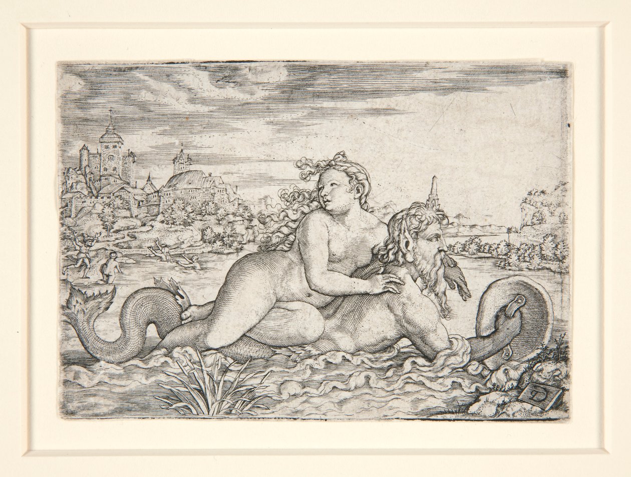 Doncella secuestrada por monstruo marino de Georg Pencz