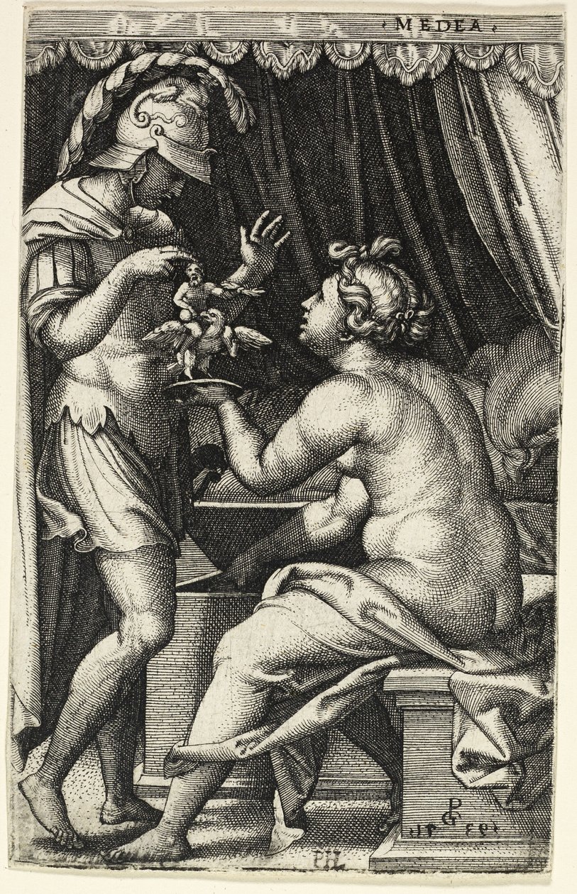 Medea y Jasón, de Heroínas griegas de Georg Pencz