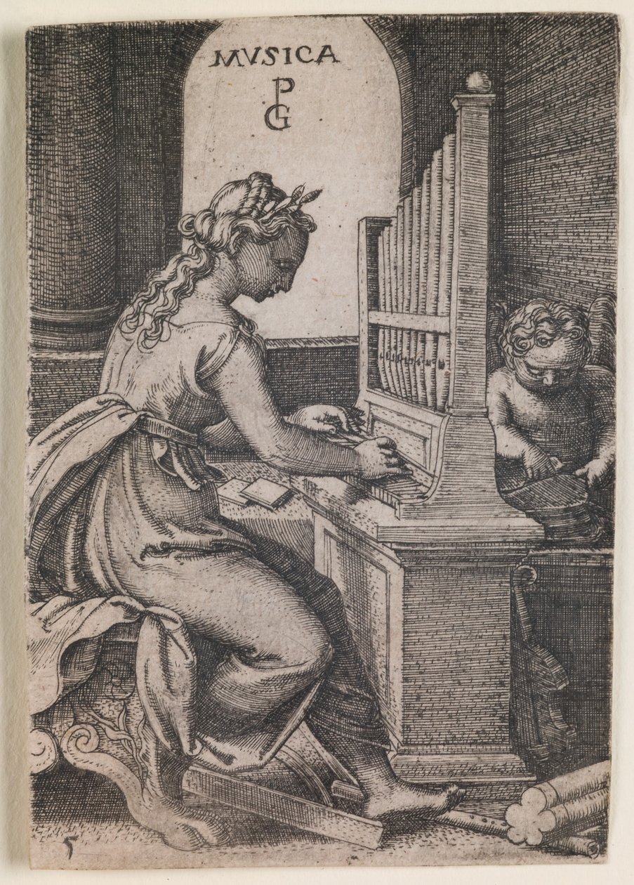 Musica, de la serie "Las artes liberales", c.1541 (grabado) de Georg Pencz