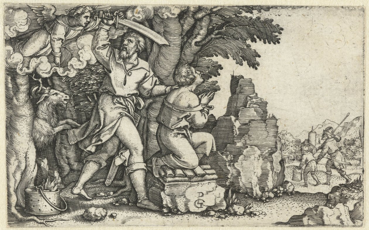 Sacrificio de Abraham de Isaac Historia de Abraham (título de la serie) de Georg Pencz