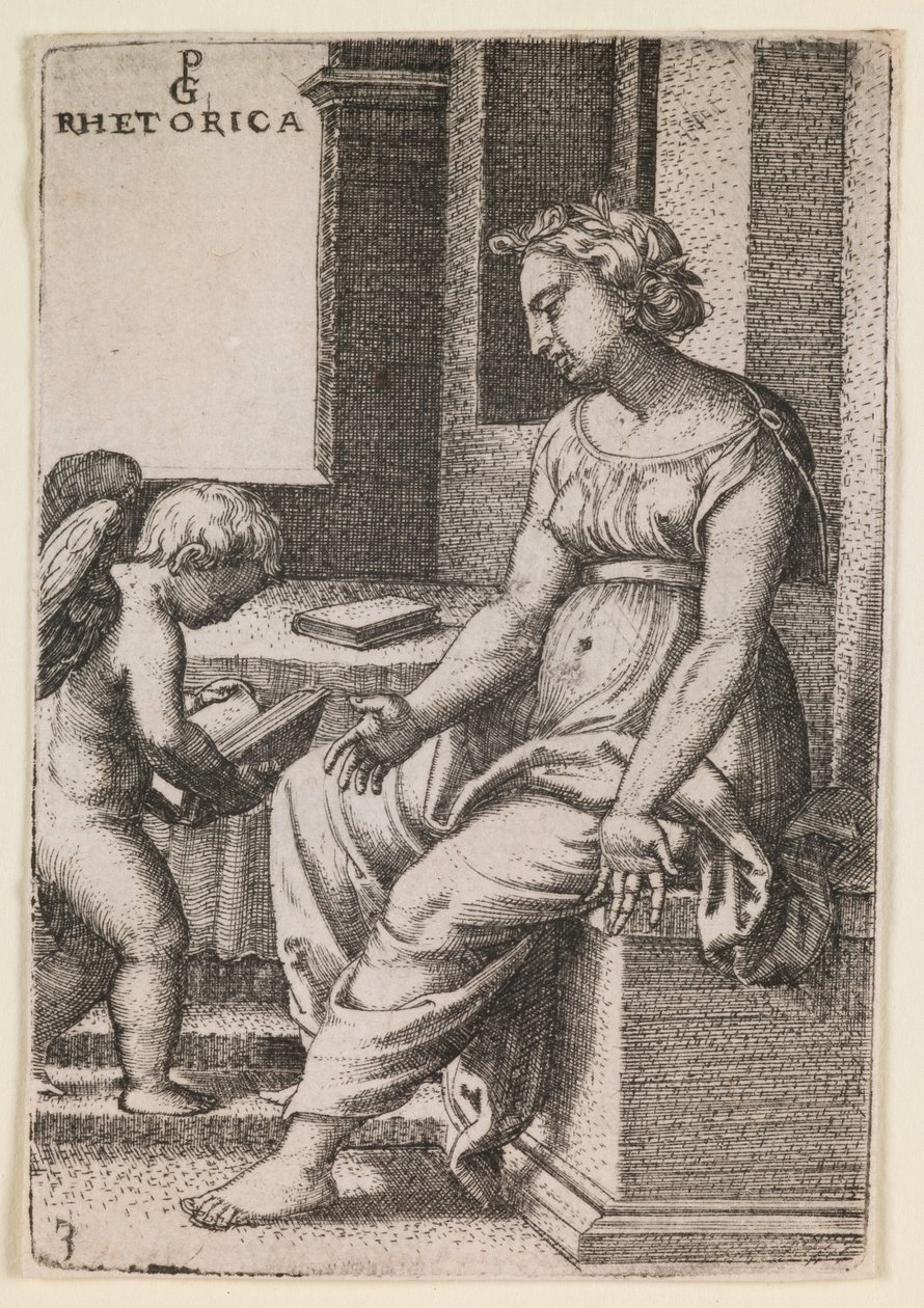 Rhetorica, de la serie "Las artes liberales", c.1541 (grabado) de Georg Pencz