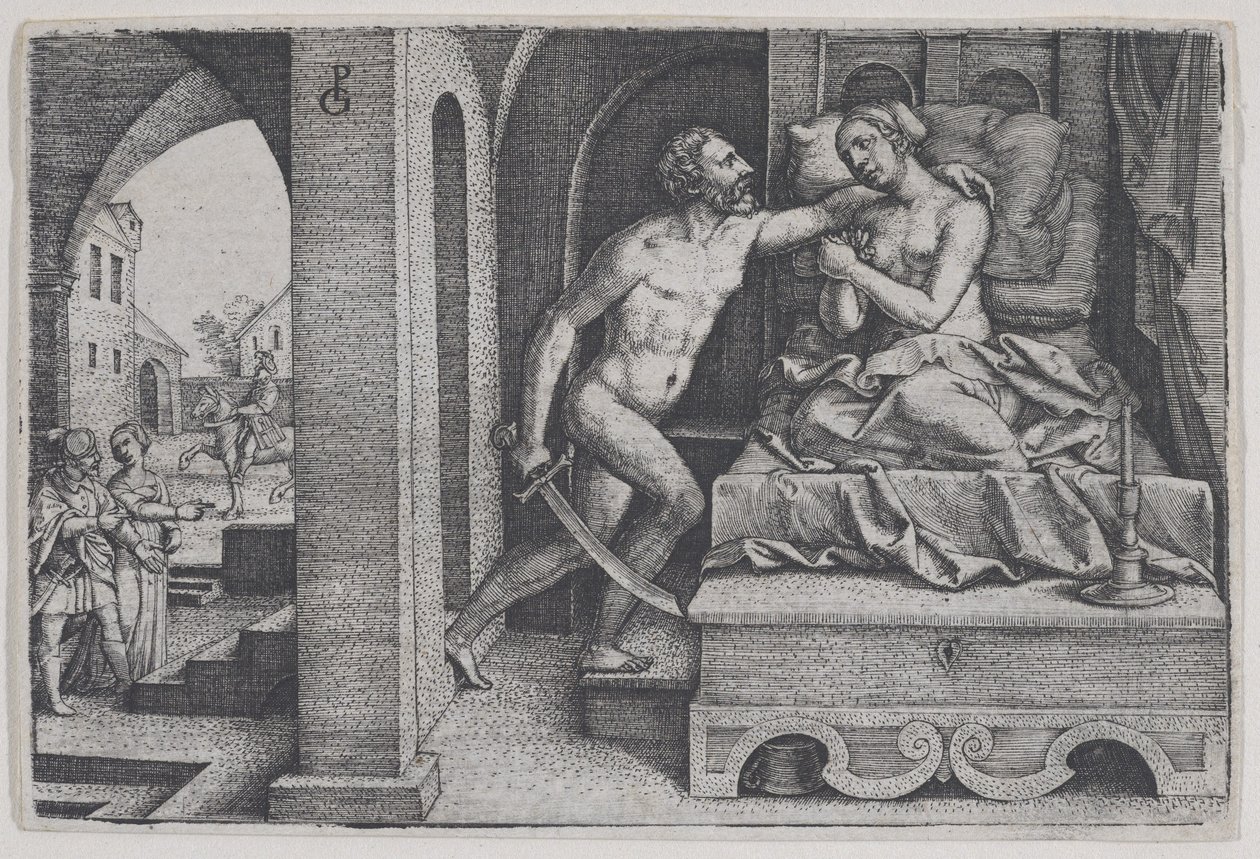 Tarquino viola a Lucrecia, de Escenas de la Historia Romana de Georg Pencz